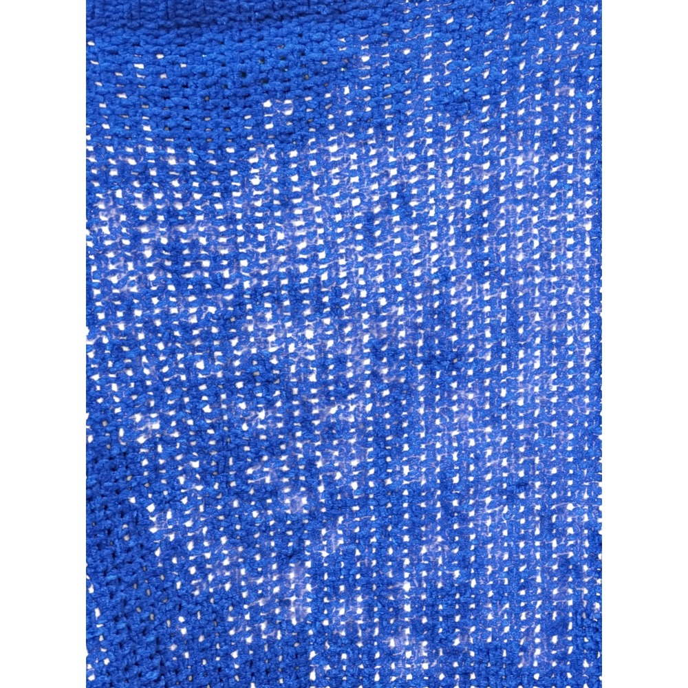 Urban Outfitters Cobalt Blue Cable Knit Cropped Sweater Open Pointelle Small - Picture 6 of 6